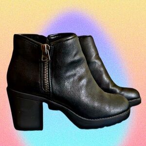 Call It Spring Boots Ankle Platform Black Faux Leather High Heels